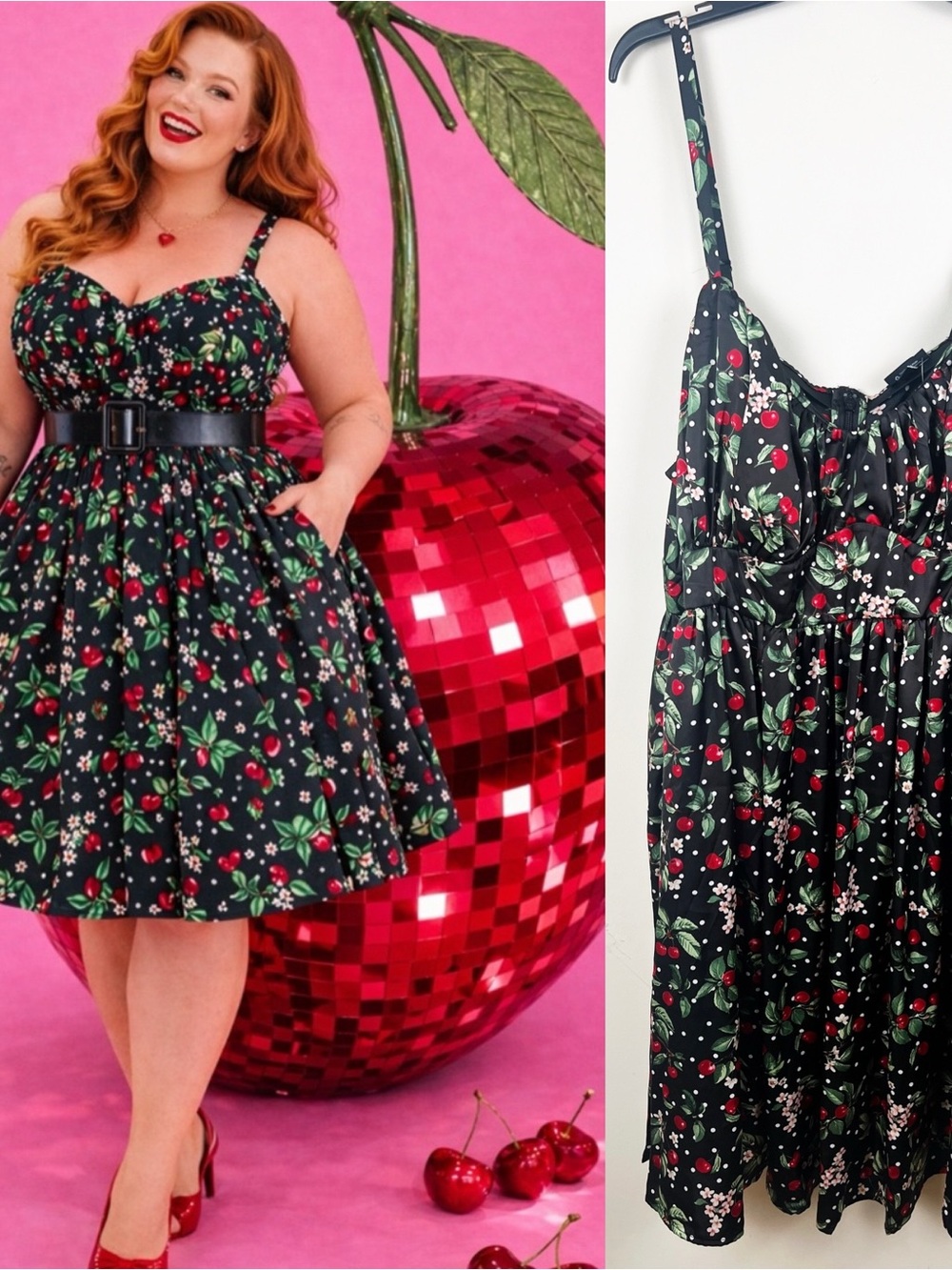 NWT Retro Chic Torrid Cherries Swing Dress 22 Rockabilly Pin Up Cherry Girlie